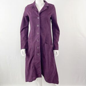 Transit Par-Such TR-900 Purple Long Sleeve Button Down Stretchy Denim Coat Size